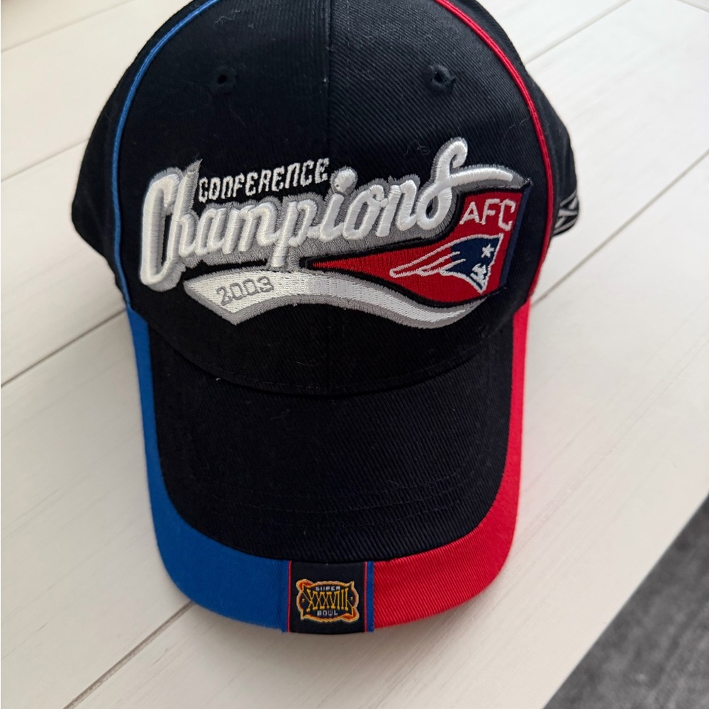 NFL Conference Champions Black Cap with Red and Blue Accents